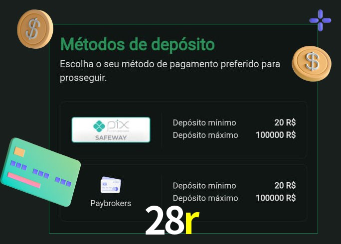 O cassino 28r oferece uma grande variedade de métodos de pagamento
